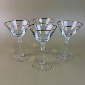 Vintage Gold Rimmed Crystal Stem Glasses – Set of 4 | Ornate Stemware